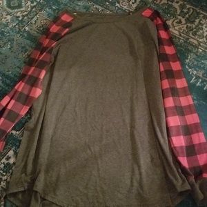 Grey and buffalo plaid long sleeve shirt